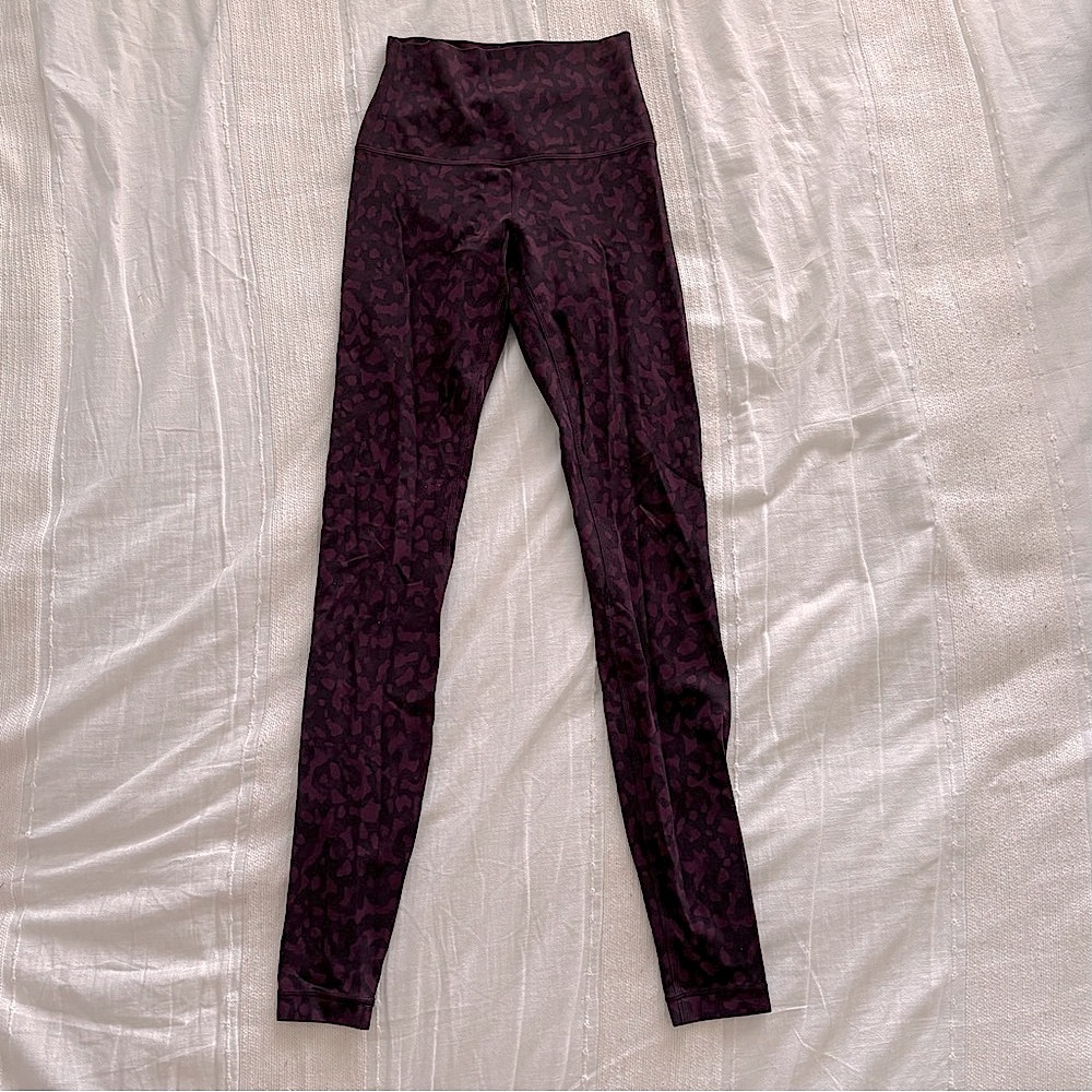 Lululemon Burgundy Leopard Print Leggings